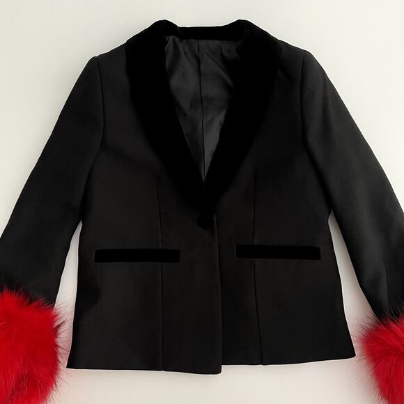 NEW PAISLEY London Kids Blazer 7 Years Velour Collar Faux Fur Cuff - Picture 3 of 12